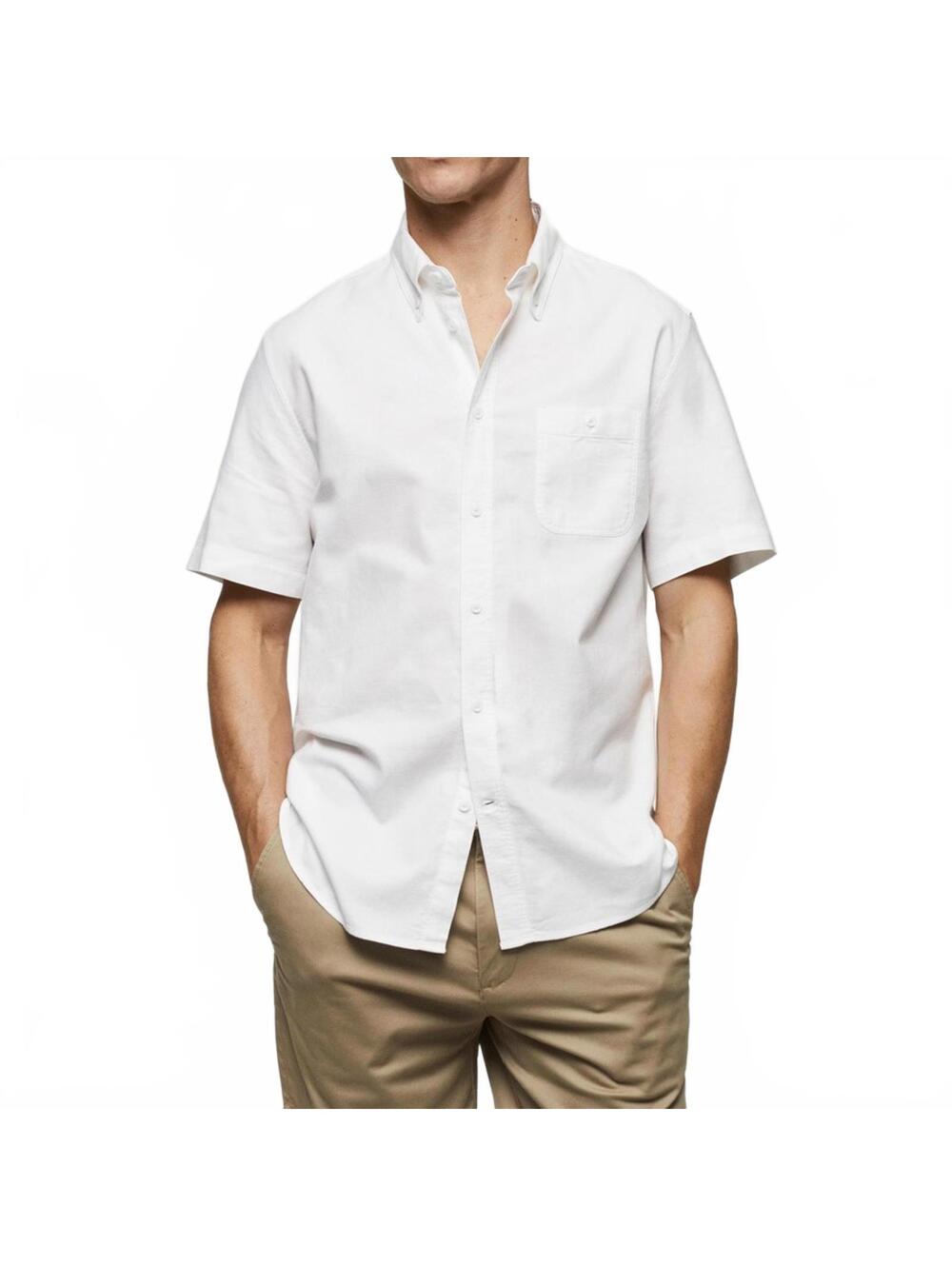 Mango Regular-Fit 100% Cotton Shirt NWT White Mens Small